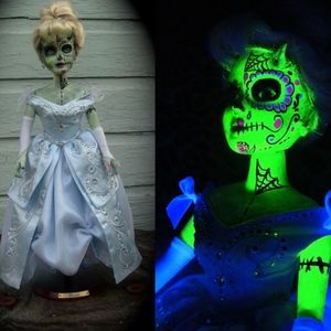 Haunted Cinderella Demon Horns Sugar Skull OOAK